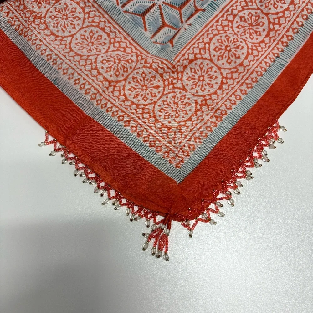Bold Orange/Red Geometric Prints Patterns Scarf or Sarong - 73